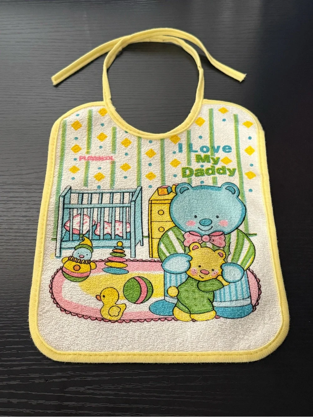 NEW! Vintage 1980’s Playskool “I Love My Daddy” Baby Bib with Plastic Backing